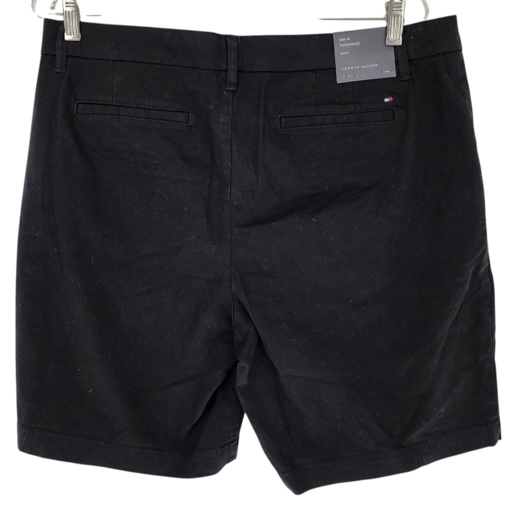 Tommy Hilfiger Hollywood Black Bermuda Shorts NWT 14 Solid Stretch Mid Rise - Picture 2 of 6